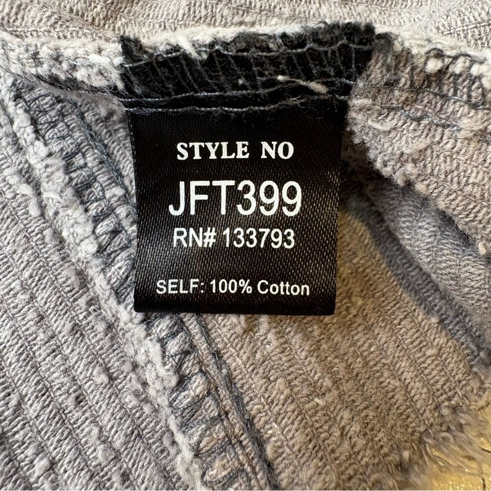 POL Heather Gray Corduroy Jacket Cropped Fringed Hem Oversized 100% Cotton - Picture 9 of 13